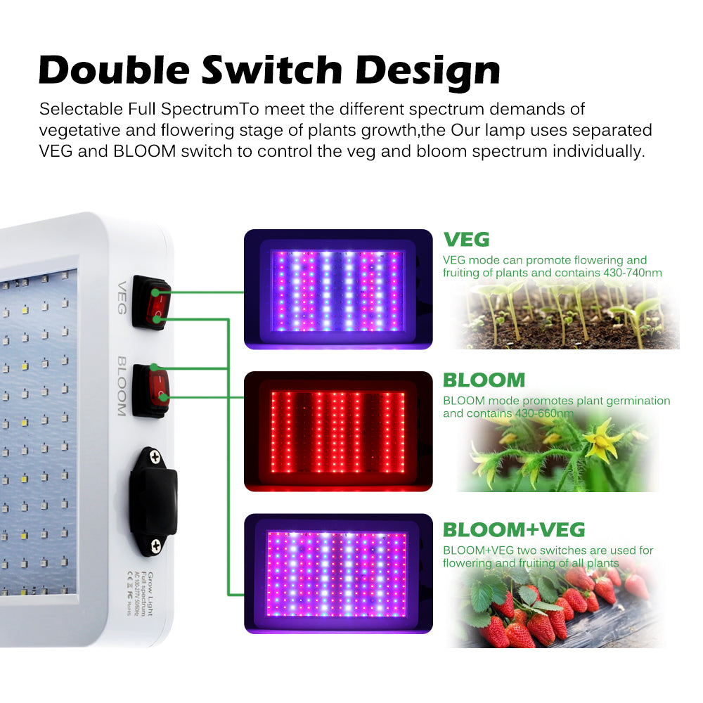 Growing Lamps Led Grow Light 2000w 3000w Full Spectrum Double Switch
