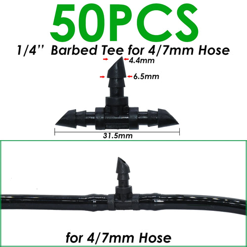 SPRYCLE 20-100PCS 1/4 Inch Connector Joint Tee Drip Irrigation Dripper