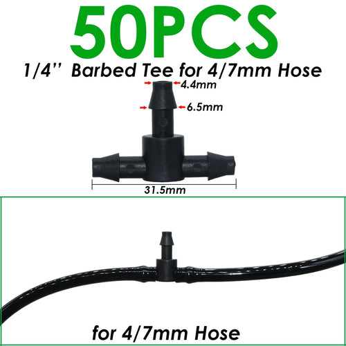 SPRYCLE 20-100PCS 1/4 Inch Connector Joint Tee Drip Irrigation Dripper
