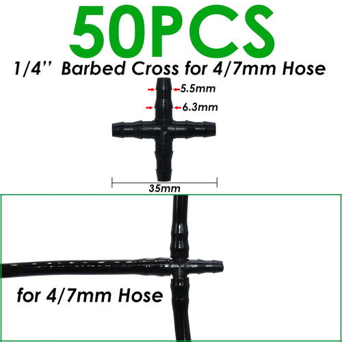 SPRYCLE 20-100PCS 1/4 Inch Connector Joint Tee Drip Irrigation Dripper