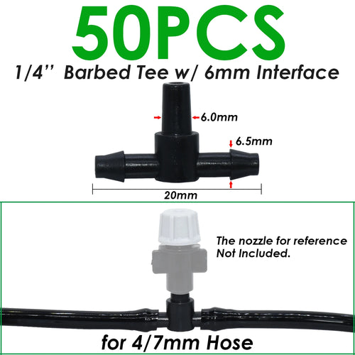 SPRYCLE 20-100PCS 1/4 Inch Connector Joint Tee Drip Irrigation Dripper