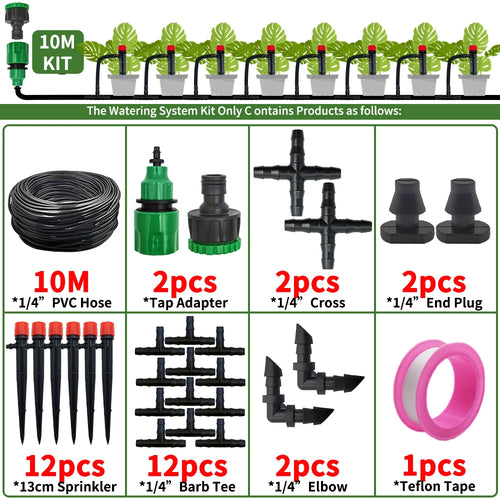 Garden Drip Irrigation Automatic Watering System Kit 1/4'' 13CM