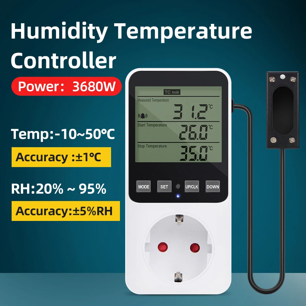 Humidity Temperature Controller Timer Socket Heating Cooling