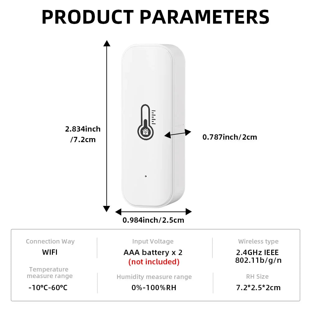 Tuya WiFi Temperature and Humidity Sensor Indoor Humidity Sensor Smart