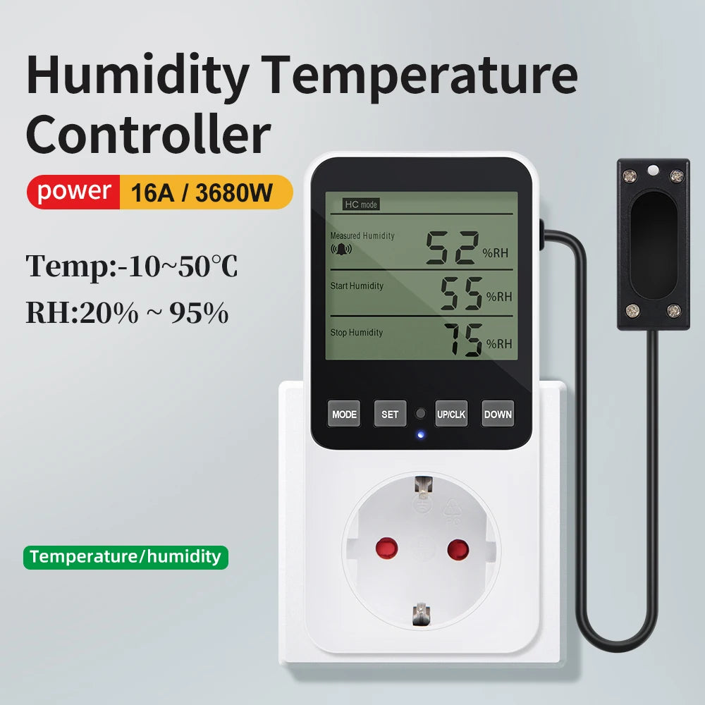 Humidity Temperature Controller Timer Socket Heating Cooling