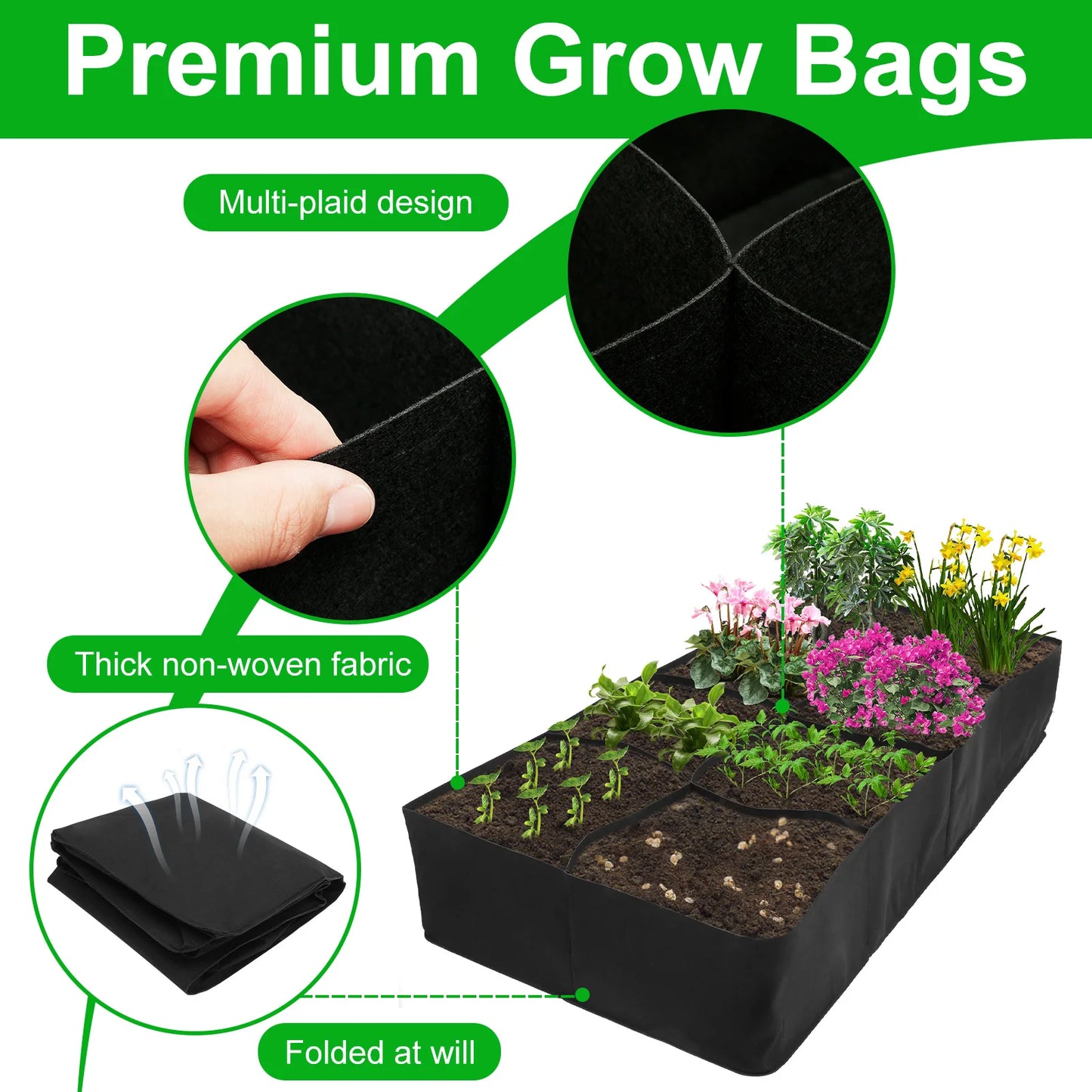 4/8 Grids Garden Planting Bag Raised Strawberries Vegetable Flower