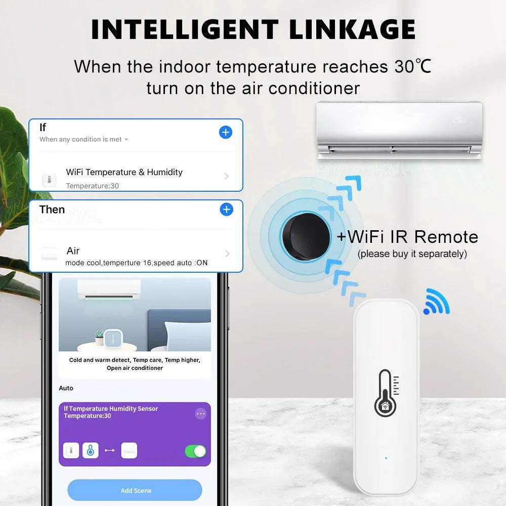 Tuya WiFi Temperature and Humidity Sensor Indoor Humidity Sensor Smart