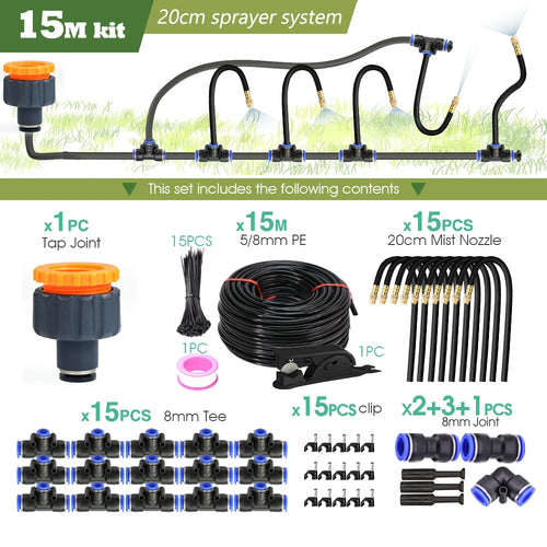 30M-5M DIY Free Bending Universal Sprayer Kit 8mm Hose Patio Misting