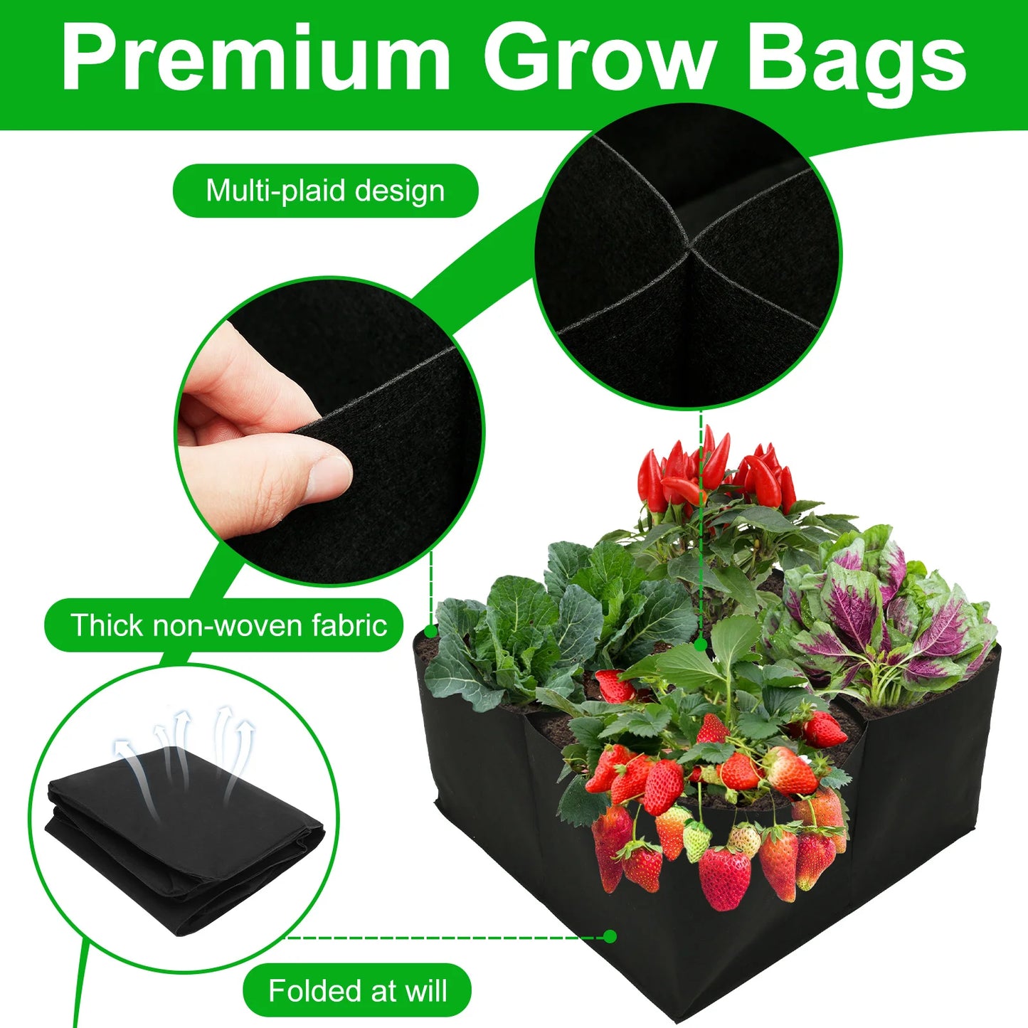 4/8 Grids Garden Raised Planting Bed Fabric Raised Garden Bed Square