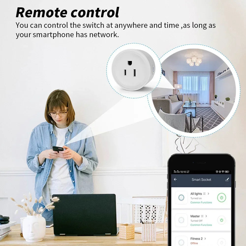 Smart US Plug WiFi Outlet Switch Socket 10A APP/Voice Control Group