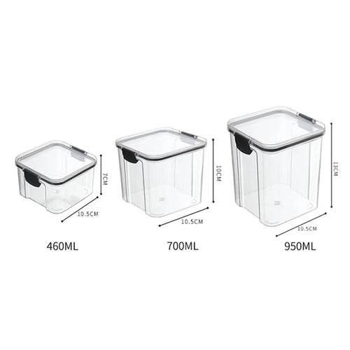 5Pcs Sets Sealed Jar Food Storage Box Transparent Plastic Kitchen