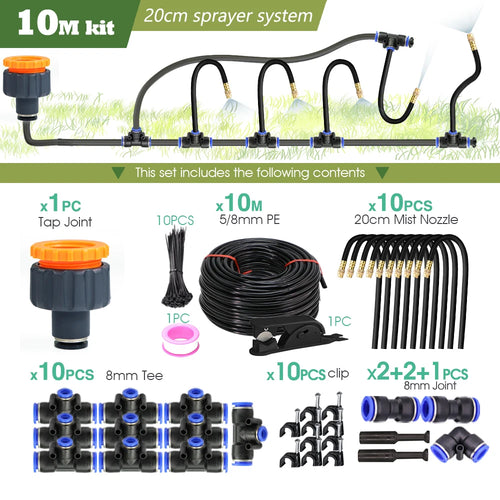 30M-5M DIY Free Bending Universal Sprayer Kit 8mm Hose Patio Misting