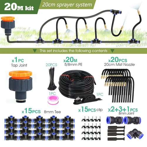 30M-5M DIY Free Bending Universal Sprayer Kit 8mm Hose Patio Misting