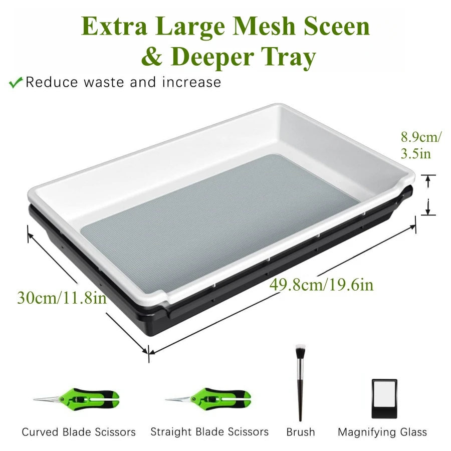 2-Tier Trim Tray Kit with 150 Micron Pollen Screen Trimming Tray &