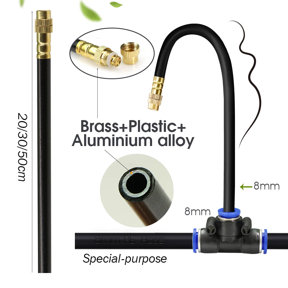 30M-5M DIY Free Bending Universal Sprayer Kit 8mm Hose Patio Misting