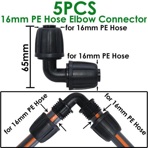KESLA 5PCS 16mm 1/2'' PE Pipe Connector Splitter Tee Coupling Threaded