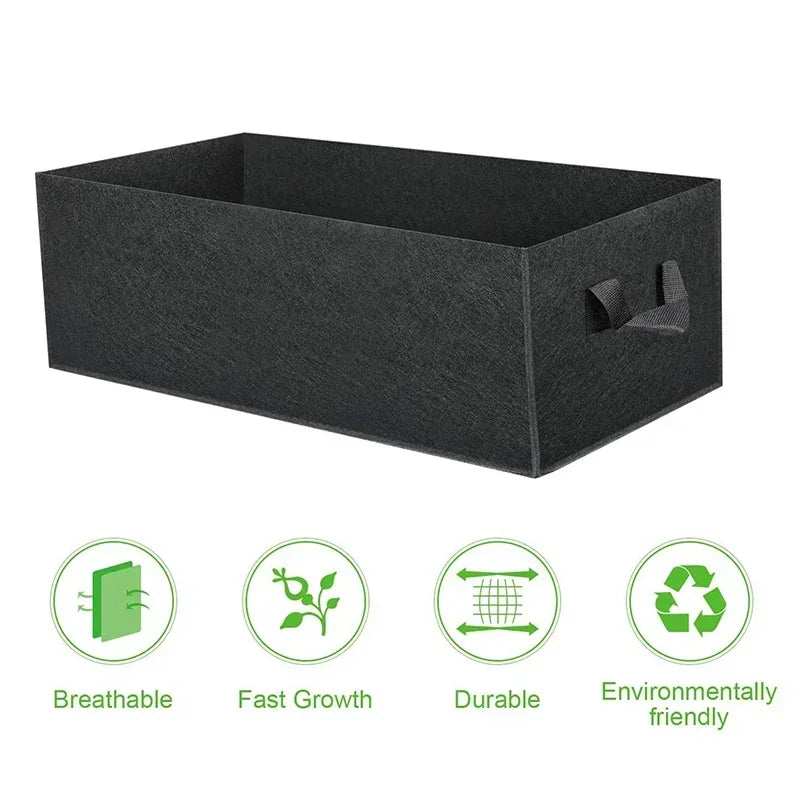 Rectangle Breathable Planting Container Grow Bag 40/50/60cm Fabric