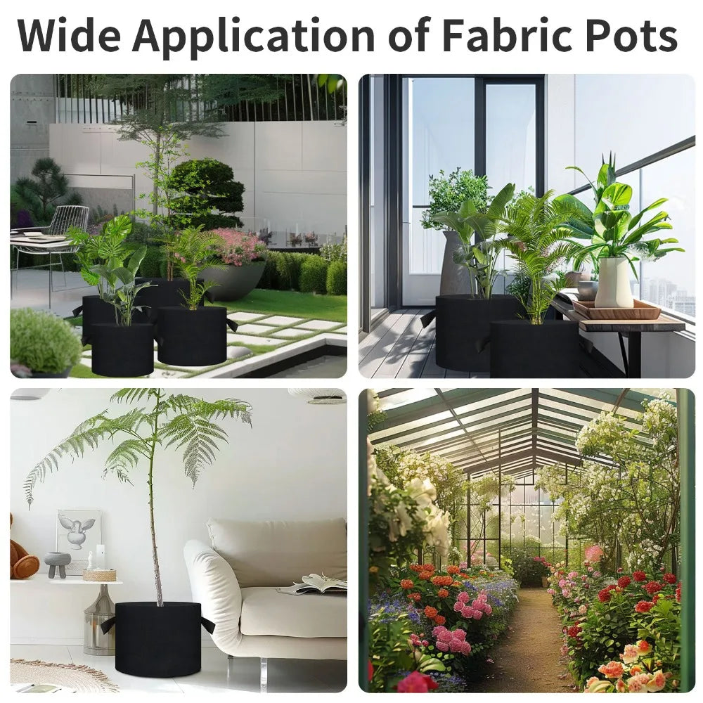 5/10Pack Vegetable/Flower/Plant Grow Bag 5 Gallon Thickened Non-Woven