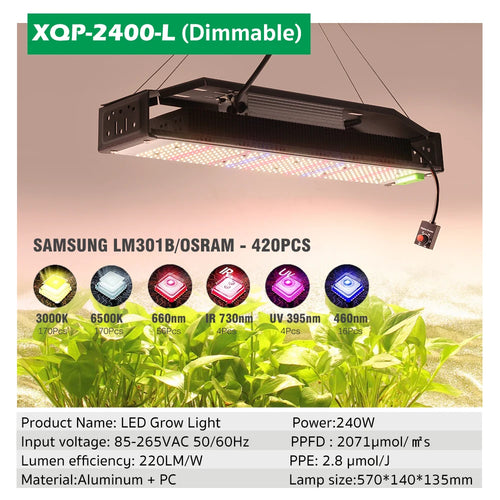 Full Spectrum LED Grow Light AC85-265V LM301B 312Pcs 3000K 6500K