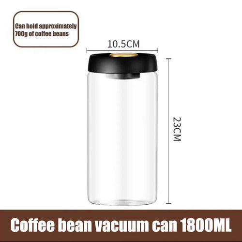 Coffee beans vacuum sealed jar transparent glass food storage jar