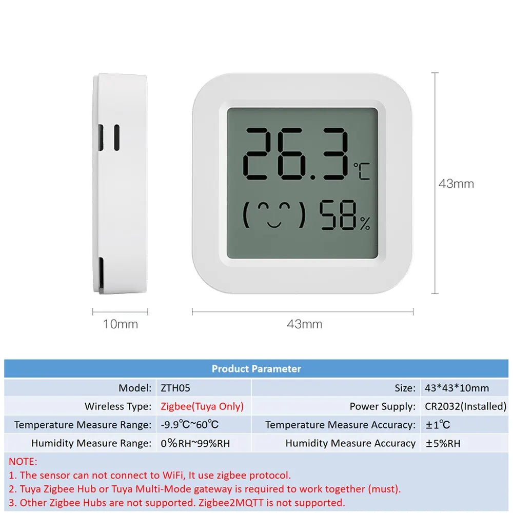 Tuya ZigBee Temperature Humidity Sensor For Smart Home With LCD Screen