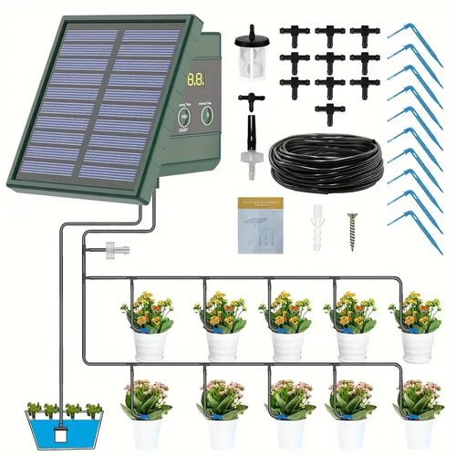 1pc DIY Solar-Powered Automatic Drip Irrigation System for Raised