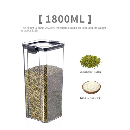 5Pcs Sets Sealed Jar Food Storage Box Transparent Plastic Kitchen