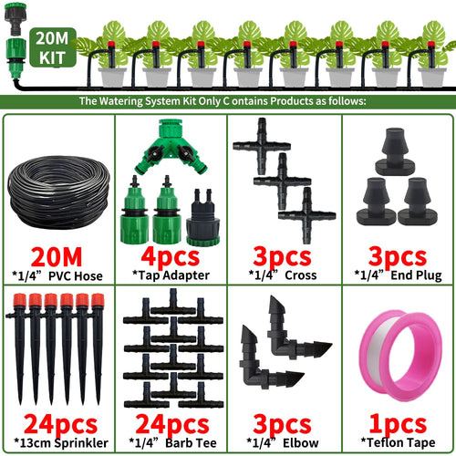 Garden Drip Irrigation Automatic Watering System Kit 1/4'' 13CM