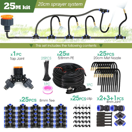 30M-5M DIY Free Bending Universal Sprayer Kit 8mm Hose Patio Misting