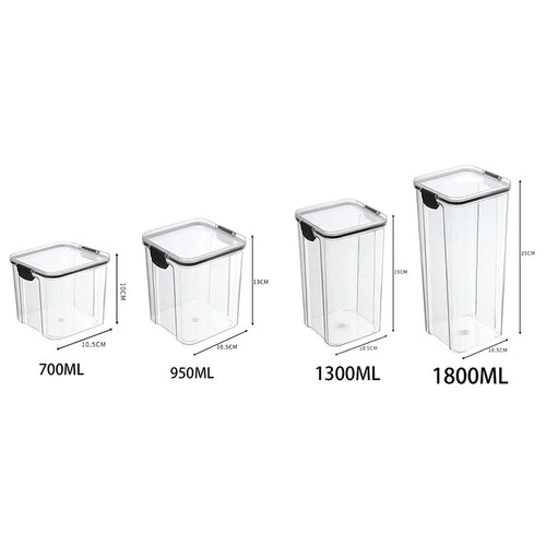 5Pcs Sets Sealed Jar Food Storage Box Transparent Plastic Kitchen