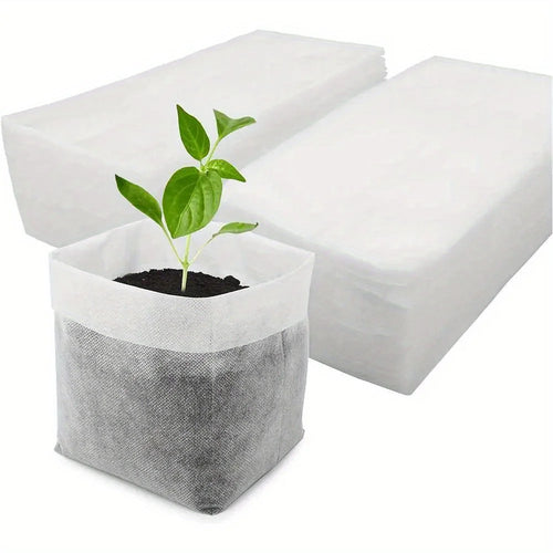 100pcs Biodegradable Seed Nursery Bags, Non-Woven Plants GrowBags,