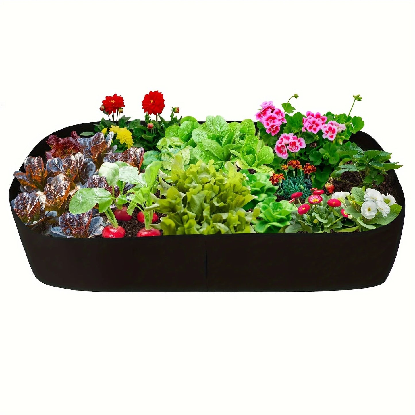 Breathable fabric elevated garden bed, rectangular planting bag,