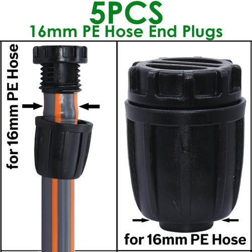 KESLA 5PCS 16mm 1/2'' PE Pipe Connector Splitter Tee Coupling Threaded