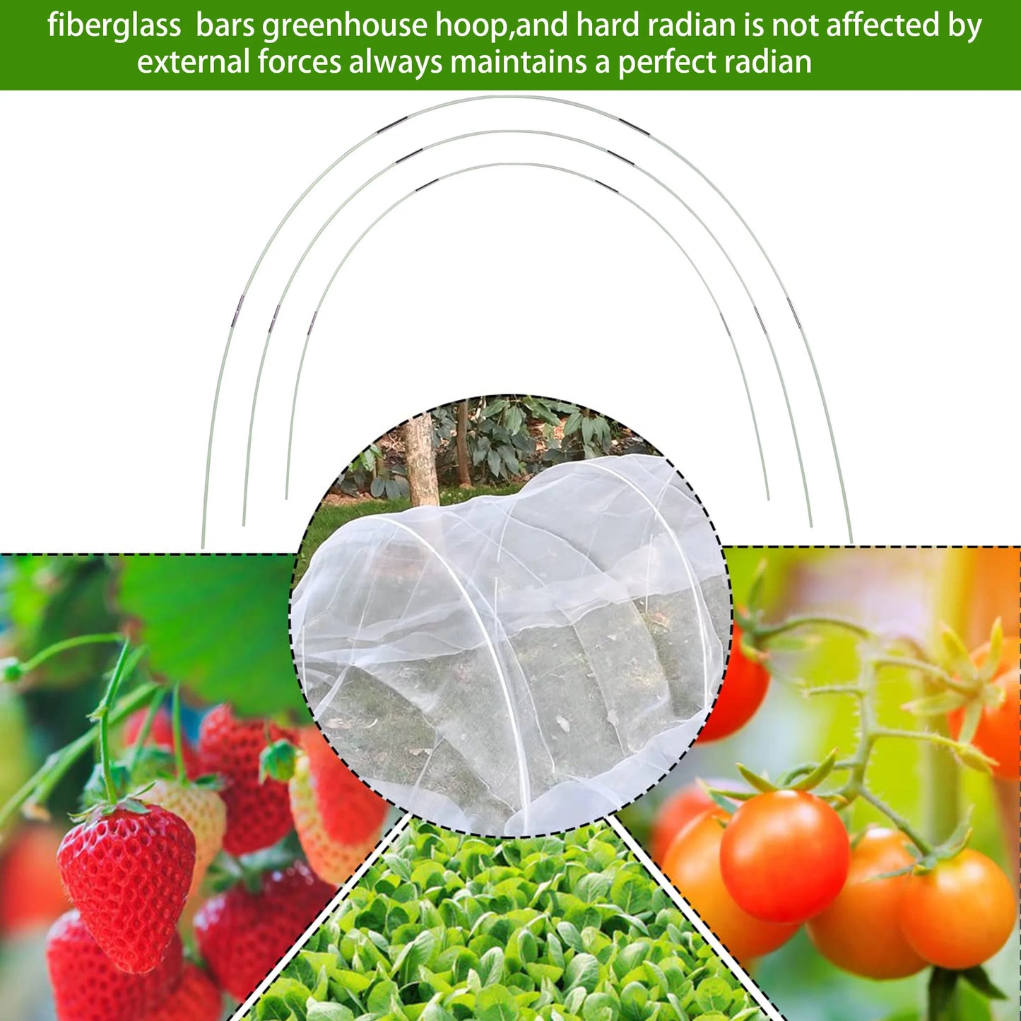 25/50pcs Garden Greenhouse Hoops,Rust-Free Fiberglass Support Frame