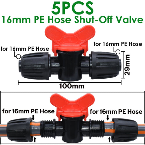 KESLA 5PCS 16mm 1/2'' PE Pipe Connector Splitter Tee Coupling Threaded