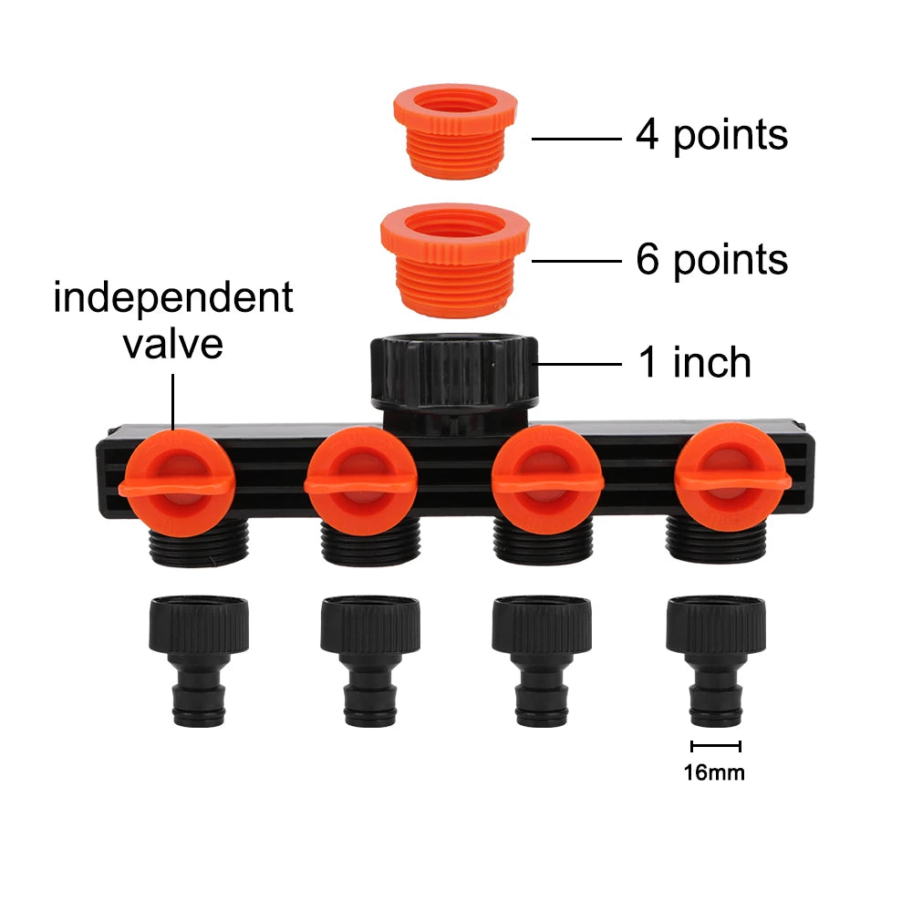 For Water Pipe 4 Way Hose Splitters Valve Splitter Hose Pipe Tap