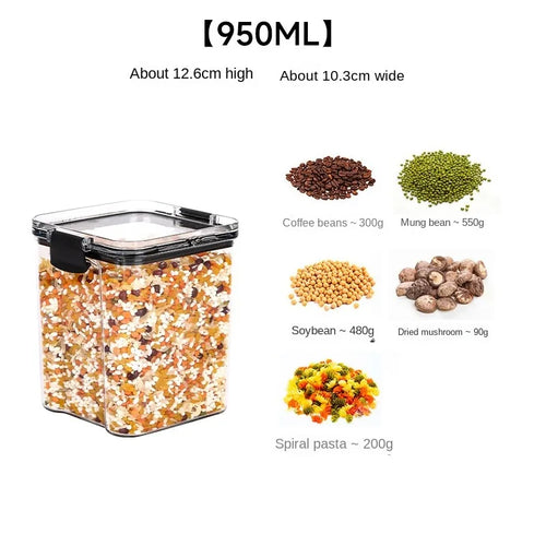 5Pcs Sets Sealed Jar Food Storage Box Transparent Plastic Kitchen