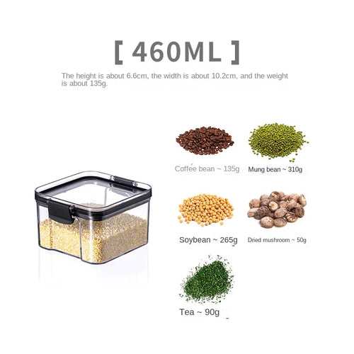 5Pcs Sets Sealed Jar Food Storage Box Transparent Plastic Kitchen