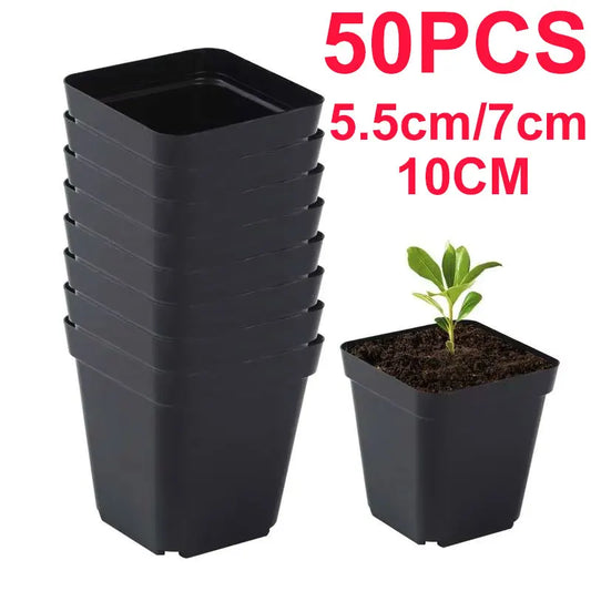 Seedling Pots 50Pcs Square Plant Seeding- Planting Cup Plastic Deep