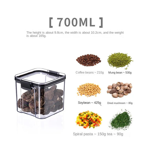 5Pcs Sets Sealed Jar Food Storage Box Transparent Plastic Kitchen