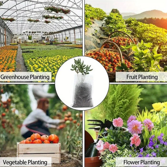 100pcs Biodegradable Seed Nursery Bags, Non-Woven Plants GrowBags,