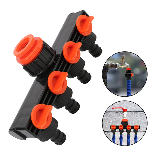 For Water Pipe 4 Way Hose Splitters Valve Splitter Hose Pipe Tap