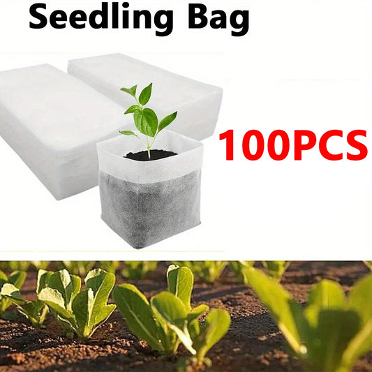100pcs Biodegradable Seed Nursery Bags, Non-Woven Plants GrowBags,