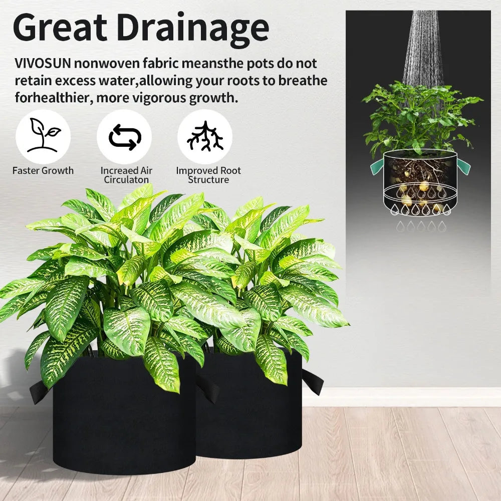 5/10Pack Vegetable/Flower/Plant Grow Bag 5 Gallon Thickened Non-Woven
