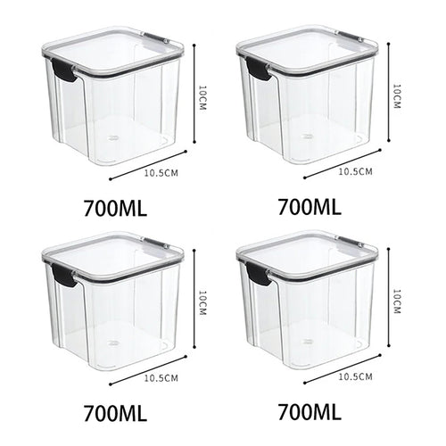 5Pcs Sets Sealed Jar Food Storage Box Transparent Plastic Kitchen