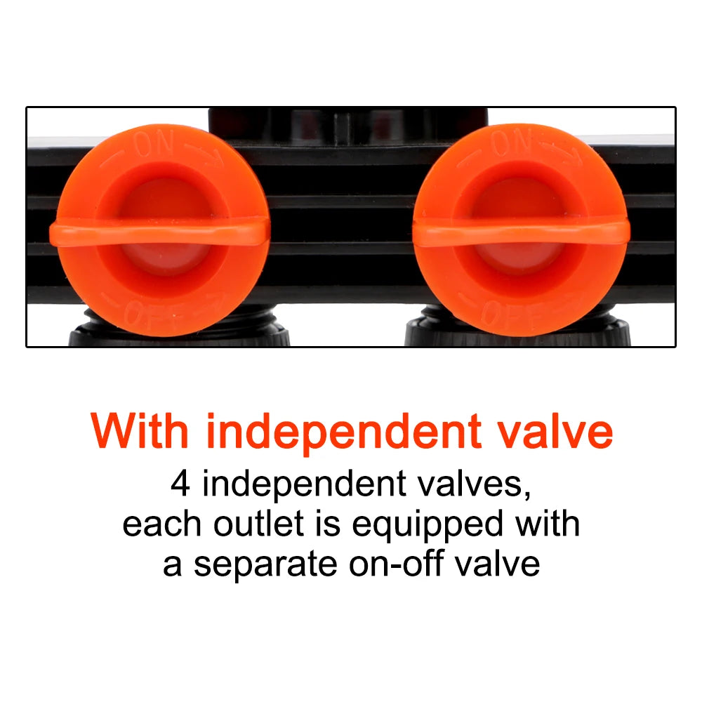 For Water Pipe 4 Way Hose Splitters Valve Splitter Hose Pipe Tap