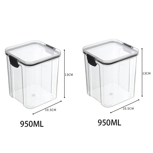 5Pcs Sets Sealed Jar Food Storage Box Transparent Plastic Kitchen
