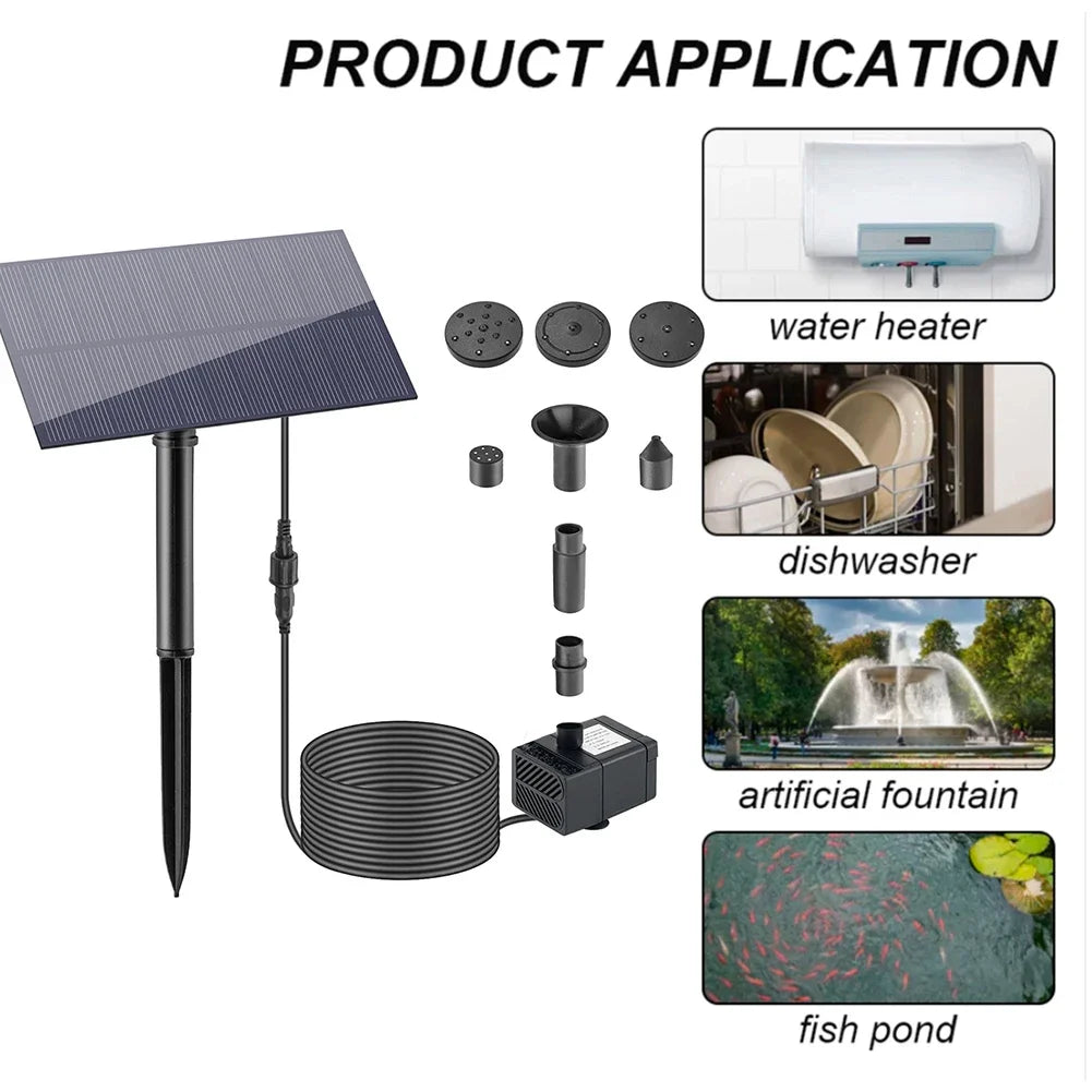 5W 5V Water Fountain Garden Decoration with Stake Solar Power Panel