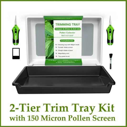 2-Tier Trim Tray Kit with 150 Micron Pollen Screen Trimming Tray &