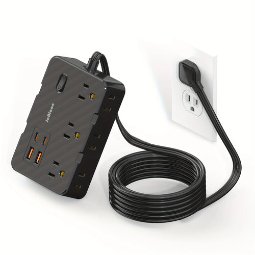 Ultra Thin Flat Plug Extension Cord with 4 USB Ports(2 USB C), 5ft